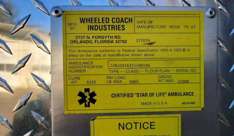 
								2007 G3500 6.6L Wheeled Coach Ambulance full									