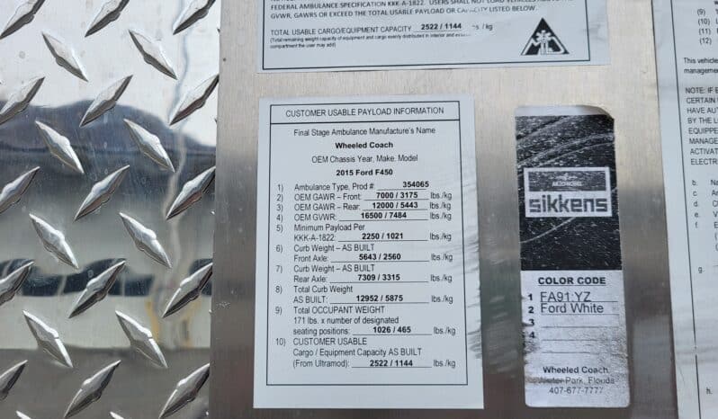 
								2015 F450 4×4 Wheeled Coach Ambulance, Only 38k miles full									